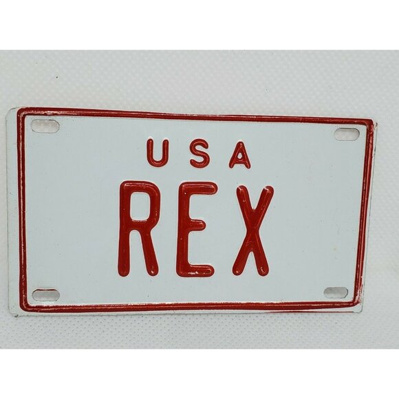 U.S.A Rex Personalized Mini License Plate – White & Red Collectible Bicycle - Picture 2 of 6